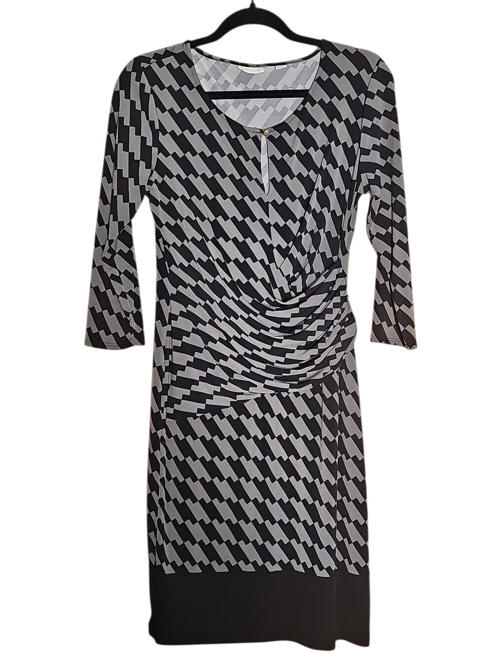 New York & Company Black White Geometric Sheath Dress Size Medium